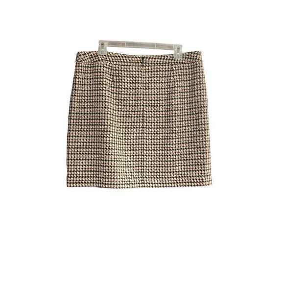 ANN‎ TAYLOR LOFT Petites Size 14 Houndstooth Pattern Brown Skirl - Picture 3 of 9
